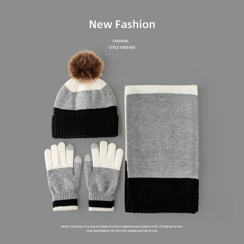 

Autumn and winter hats, scarves, gloves, three-piece set, medium and older children s men s and women s warm and cold-proof hats, fleece scarves, hats