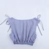 2025 Spring Women's European & American Style Striped Tie-Up Ruched Waist Top
