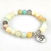 Natural Matte Amazonite Bracelet with Yoga Lotus Pendant - Handmade Buddhist Beads