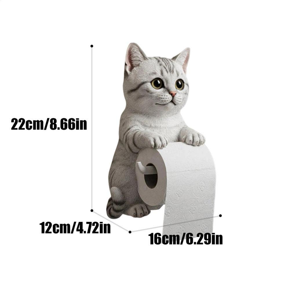Funny Cat Toilet Paper Holder Wall Mount Cat Toilet Paper Stand Multifunctional Bathroom Storage Rack for Dorm Home RV Restroom