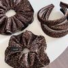 Korean Velvet Leopard Print Double Layer Hair Tie for Women