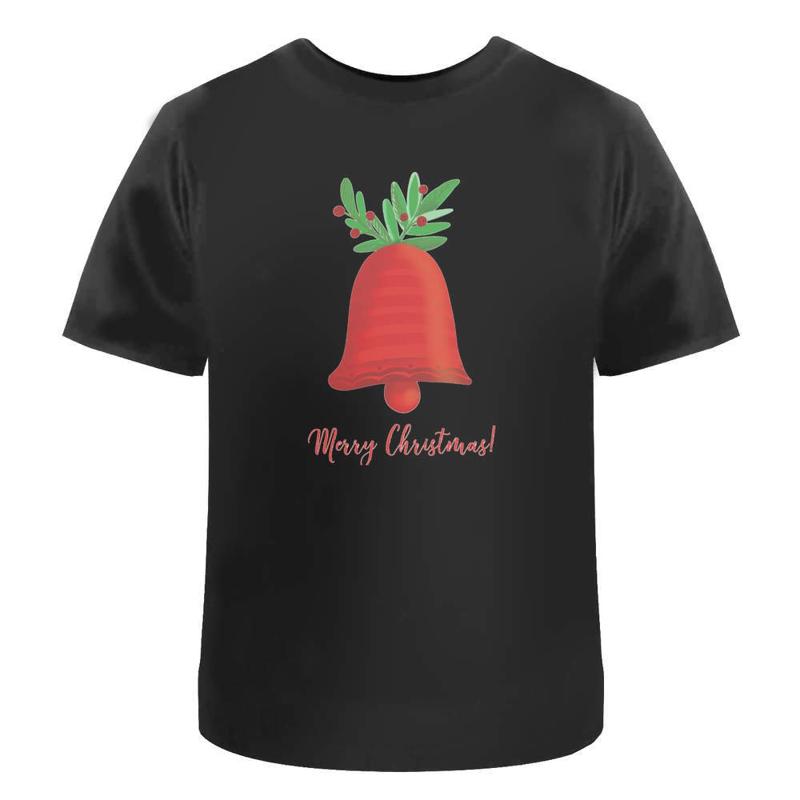 Merry Christmas Greeting With Red Bell Adult T Shirt Ta051091