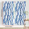 Set Of 2 Blue White Watercolor Wavy Curtains Fresh Ocean Style Living Room Bedroom Drawbar Pocket Window Decoration Curtain Polyester Perfect For Area