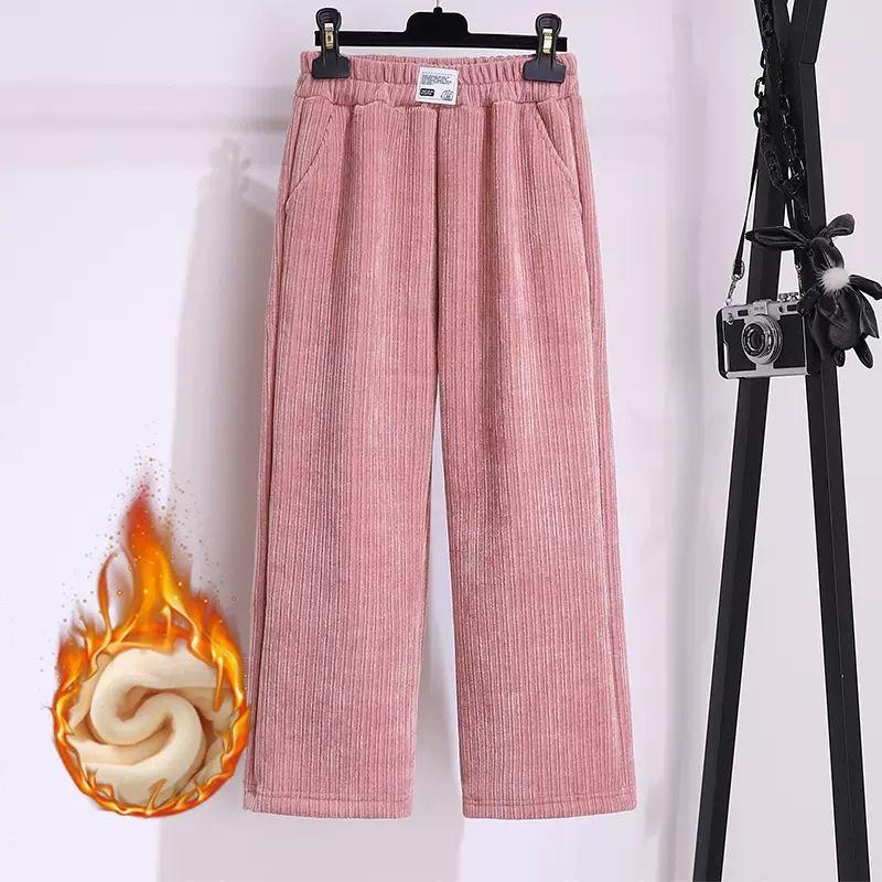 

Зимние детские вельветовые прямые повседневные брюки для девочек, плотные теплые брюки, детские повседневные брюки 130 розовый