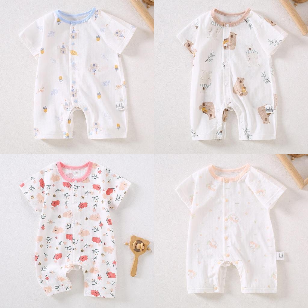 Baby Cotton Romper Summer Lightweight With Short Sleeves For Newborns And Infants