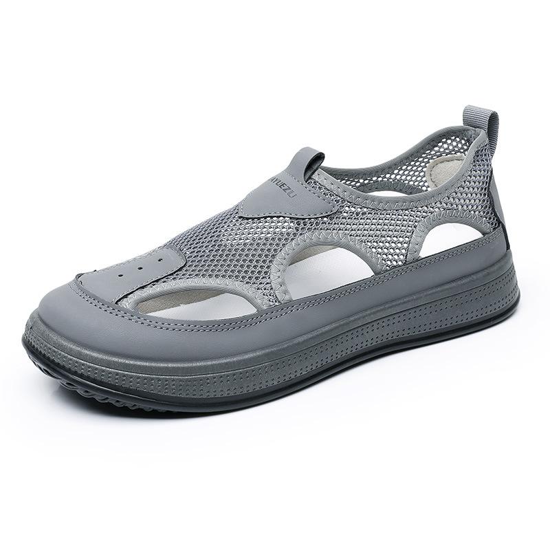 Men's Summer New Breathable Flying Weave Sports Lightweight Casual Soft Bottom Hollowed Out Mesh Slip In Shoes Work Shoes