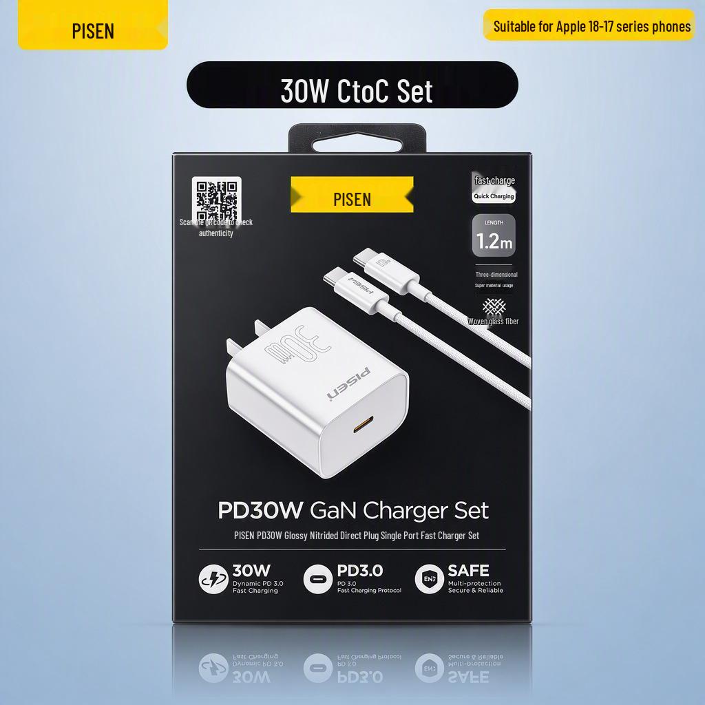 PISEN PD30W Fast Charger for Apple iPhone 14 & iPad
