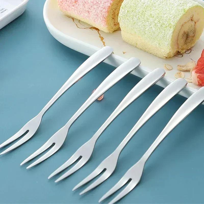 Forchetta per Frutta da 13 cm Acciaio Inossidabile Due Denti Forchette per Snack Torta Dessert Stoviglie per la Casa Posate da Mensa Forchetta per Frutta Accessorio da Cucina