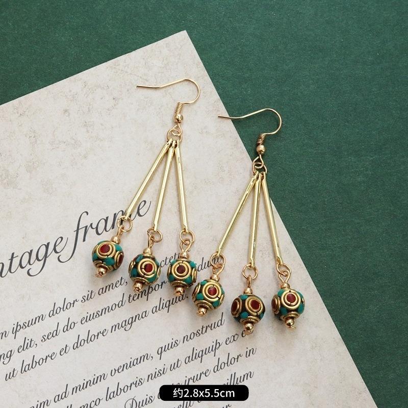 Retro niche design Nepalese exotic Tibetan earrings femininity simple personality handmade earrings