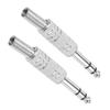 2Pcs Audio Adapter Male Coupler Joiner Guitar Earphone Straight Jack Plug In Connector 6.35mmStereo