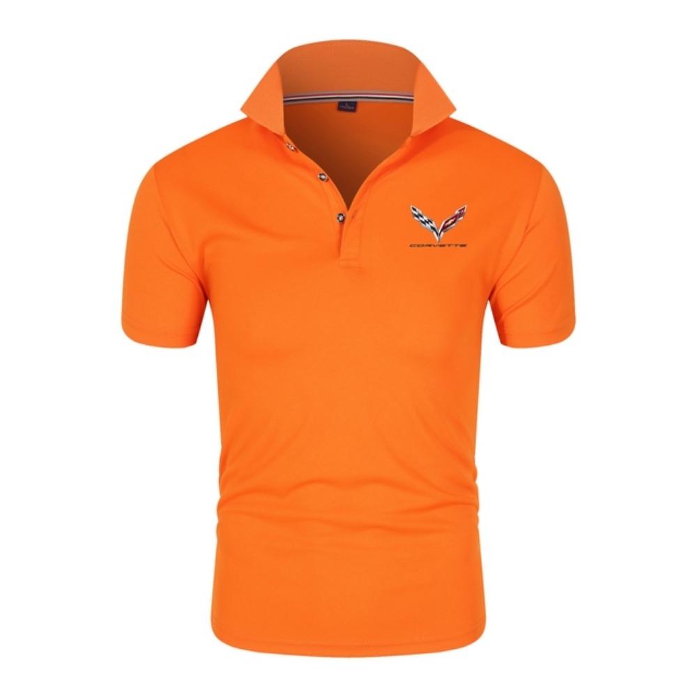 Fashionable man Heren zomer Corvette autologo kort&auml;rmig poloshirt met kraag 2XL oranje