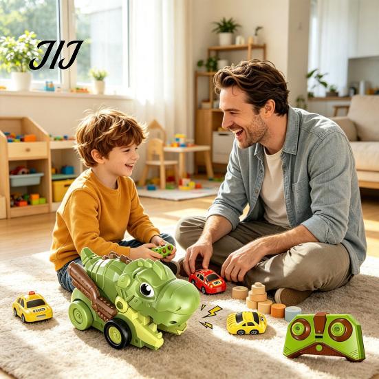 Magnetic Mini Car Toy RC Dinosaur Toy, Remote Control Swallowing Dino Snake Game 2 Players Competitive Electric Vehicle for Kids Educational Toys