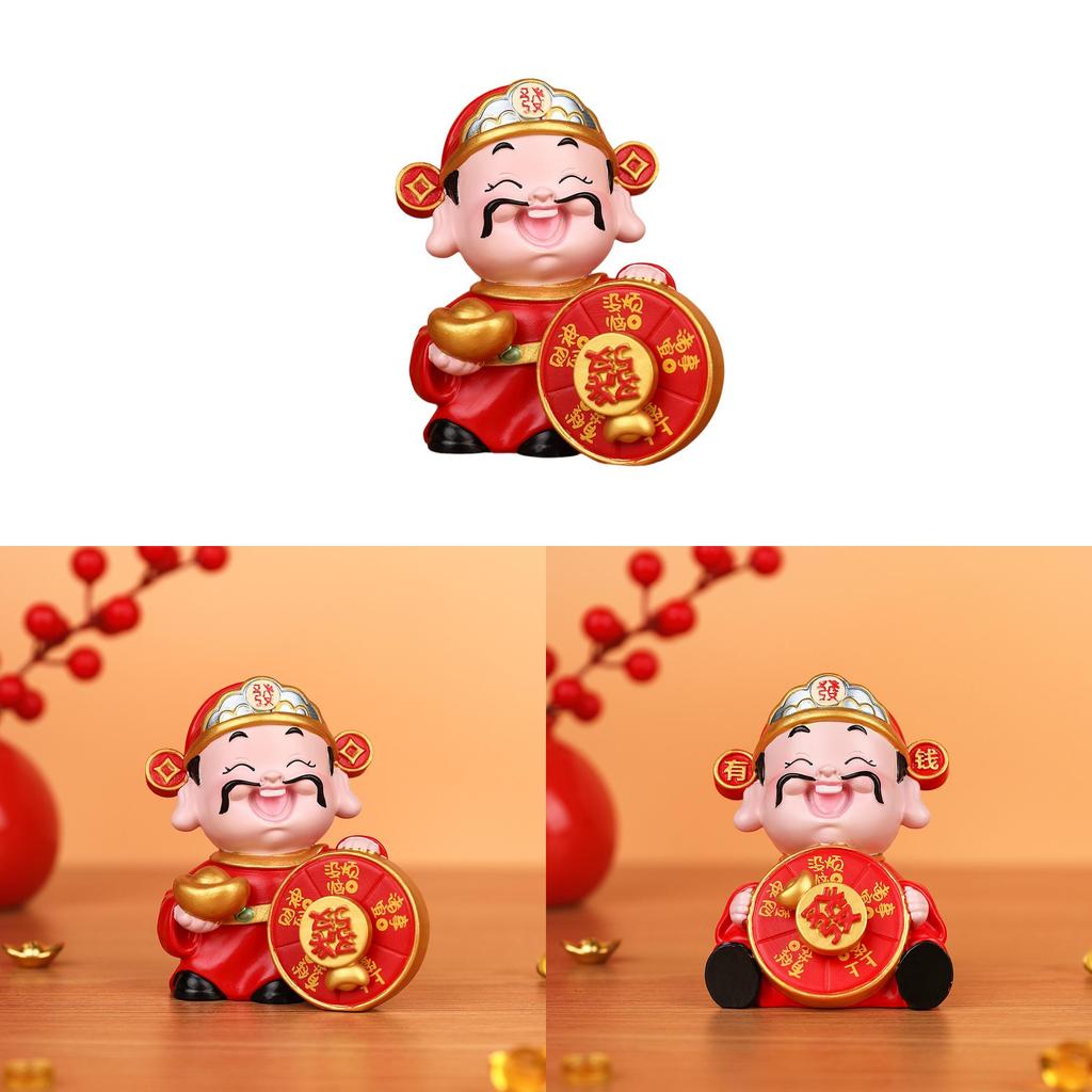 Prosperity Wealth God Resin Car Ornament With Lucky Symbols For New Year Gift