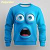 Felpa Divertente con Stampa per Uomo Faccia Cartone Animato Stampa 3D Pullover Autunno Strada Manica Lunga Girocollo Felpe con Cappuccio Felpe Oversize