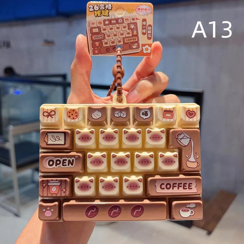 Mini Keyboard Keychain 26 Grids Creative Sea View Pendant Funny Decor for Key Ring Children's Day Gift