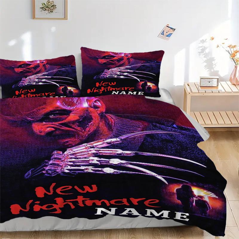 Custom Textile Nightmare Horror Bedding 3 Piece Set HD Print Duvet Cover Pillowcases for Teens Adult Bedroom Decoration
