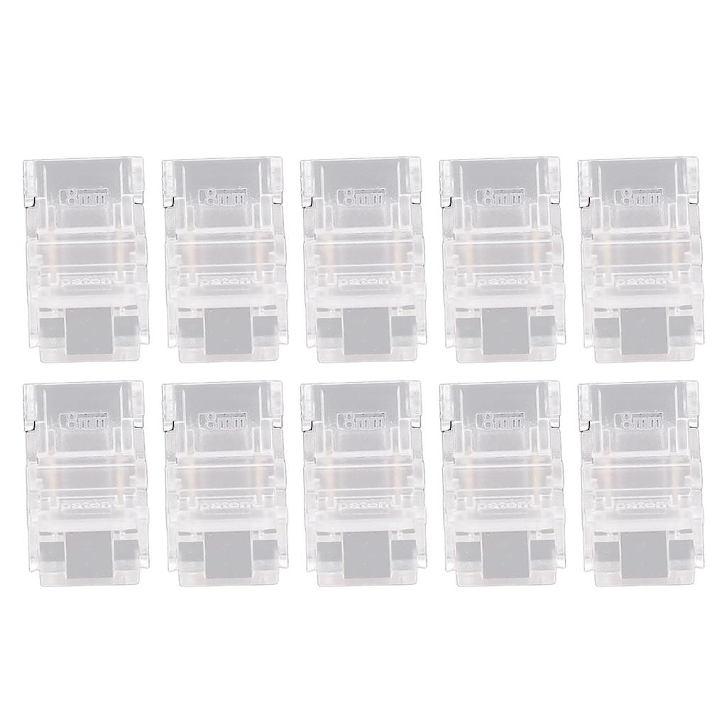 10 Pcs LED Light Strip Connectors 2Pin 8mm Strip to Strip Solderless COB LED Light Strip Connectors