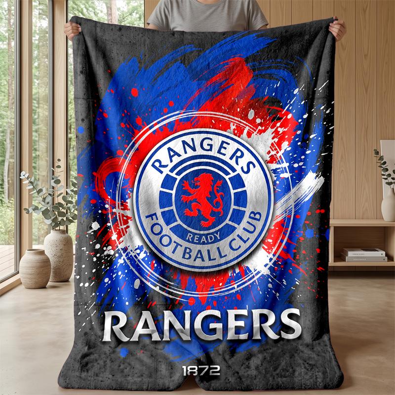 Rangers FC Weiche Flanell-Fleece-Decke Leicht Gemütlich Warm Überwurfdecke für Sofa Bett Heimdekoration