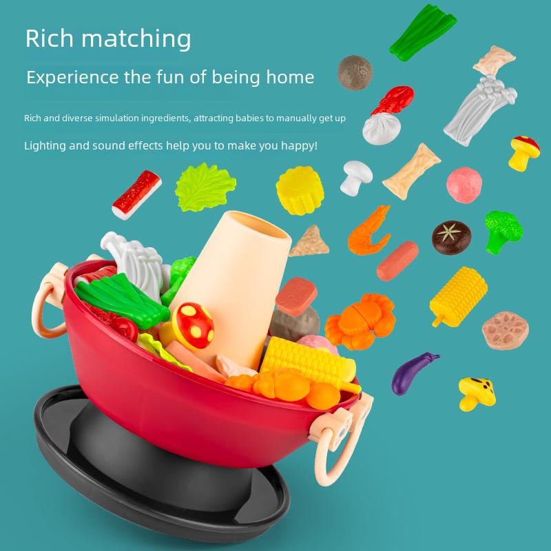 Play Kitchen Set: Simulated Food, Seafood, Fruit, Vegetable, Hot Pot, Barbecue Toys for Children, Boys and Girls Cooking Experience