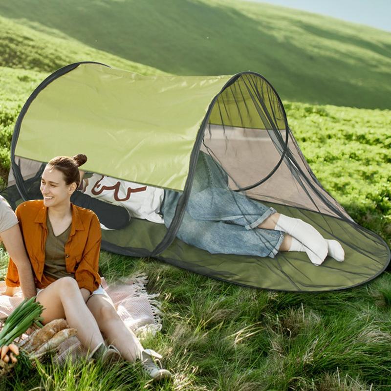 1 Person Pop Up Tent Foldable Screen Room Portable Camping Screen Shelter Single Person Boat-Shaped Screen Tent With Floor For