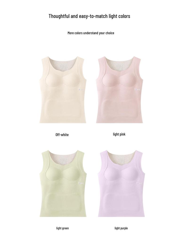 Girls' Seamless Autumn/Winter Mulberry Silk Bra Vest with Chest Pad
