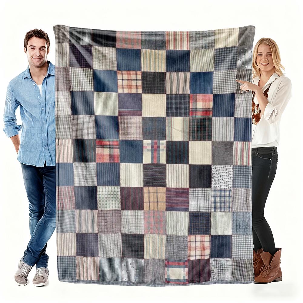 Vintage karierte Patchwork-Flaneldecke, Retro-Karomuster-Überwurf, Weich und gemütlich für rustikale Wohnkultur, Warmes Sofa-Couch-Geschenk