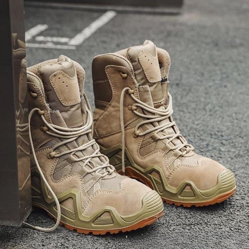Fashion Shoes for Men Outdoor Combat Boots Thick-soled Hiking Non-slip Wear-resistant High-top Climbing Men's Shoes Zapatillas De Hombre