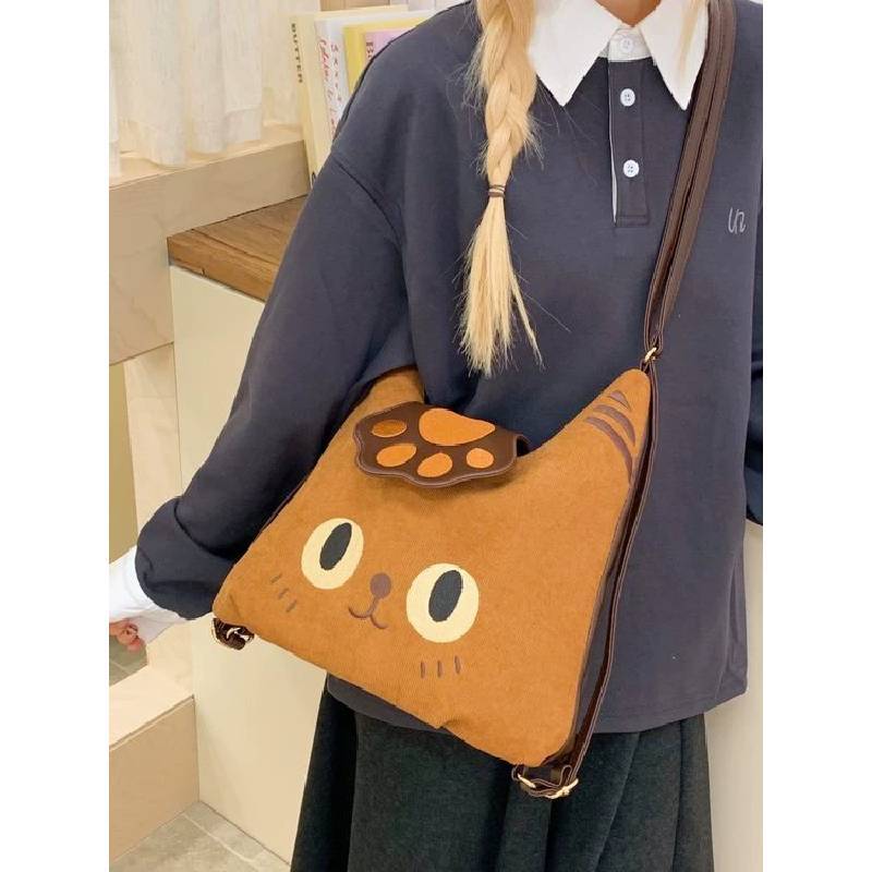 Cat Shoulder Bag Pu Leather With Padded Straps For Teens And Women
