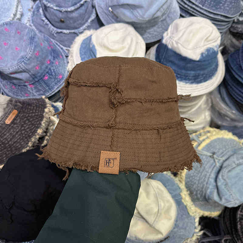 Unisex oddychający prały bawełniany kapelusz rybacki z surowym brzegiem, kapelusz typu bucket z powłoką przeciwsłoneczną, odwracany kapelusz plażowy dla mężczyzn i kobiet