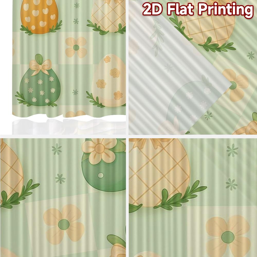 2D Flat Printing  2pcs New Year Popular Curtains Easter Eggs and Flowers() Versatile Durable Polyester  Without Electricity