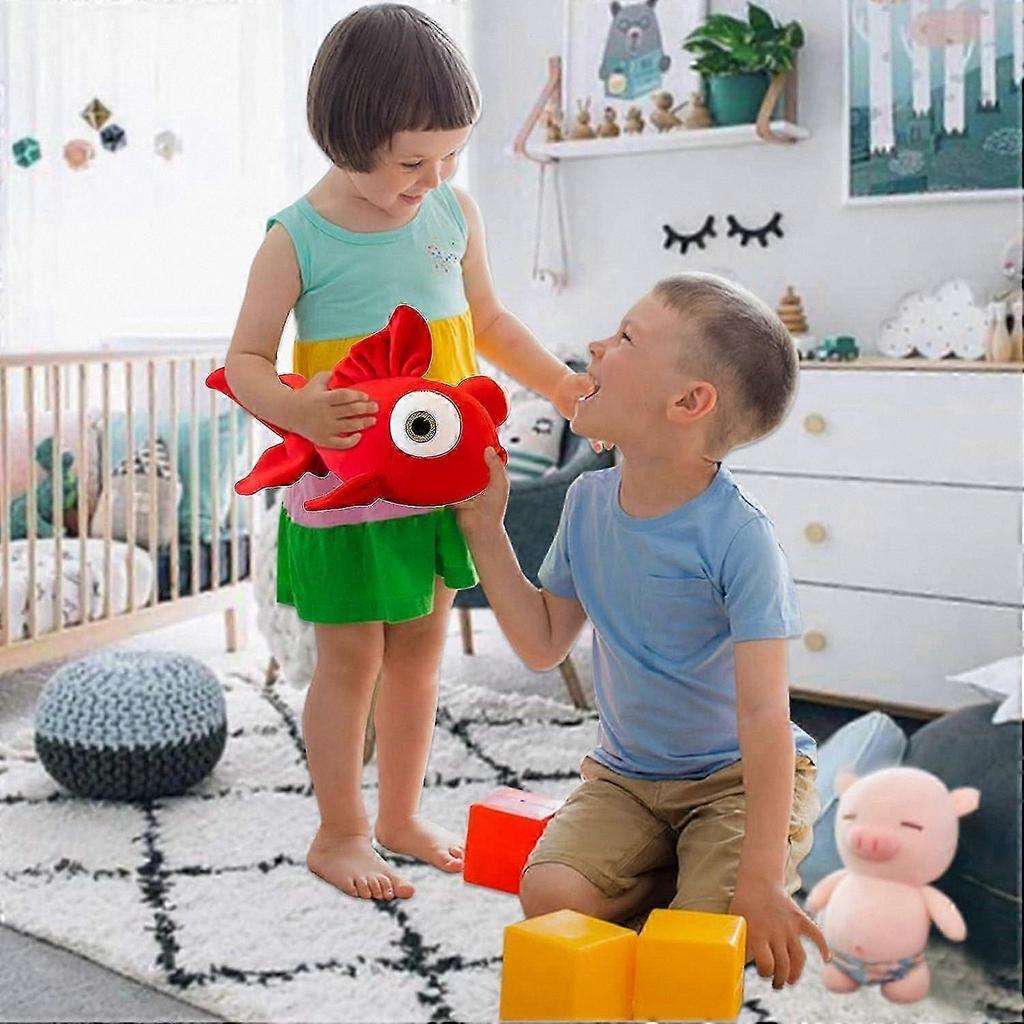 Soft Plush Goldfish Pillow Toy, 13.8" Cute Fish Stuffed Animal, Red Gift for Kids