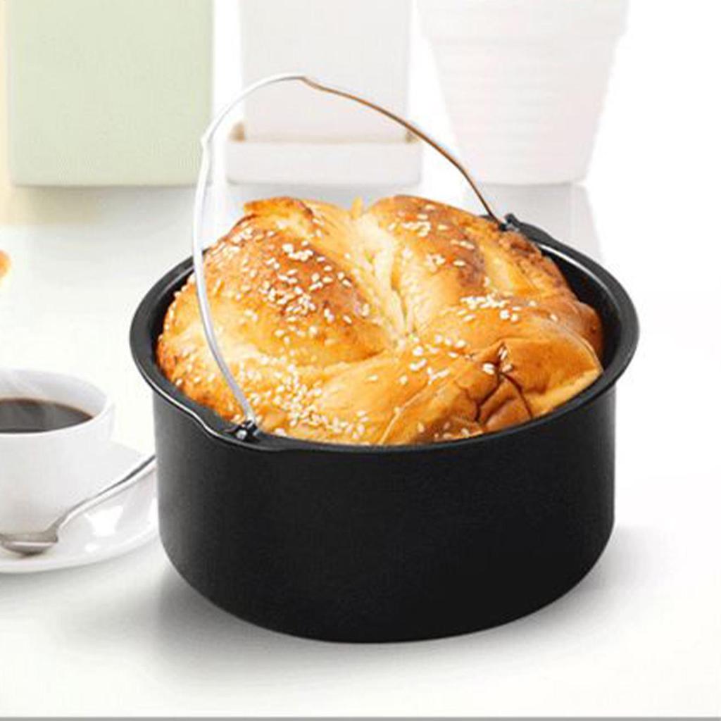8-inch Air Fryer Baking Cake Barrel Food Grade Stainless Steel Kitchen Cooking Gadget Square Cake Bucket For Pizza Bread