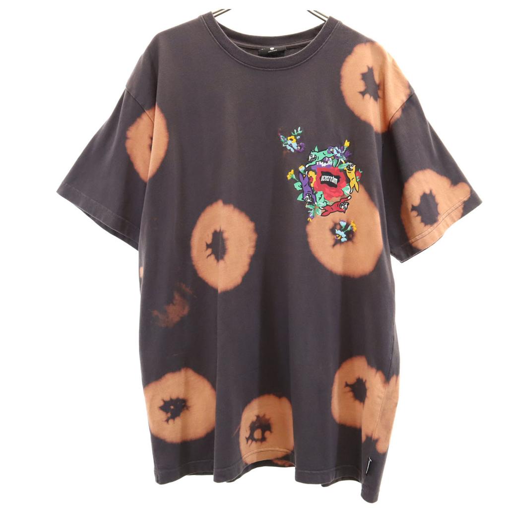 ICE CREAM Back Logo Short Sleeve Dyed Dipper T-shirt L Flower Embroidery Men's Used
