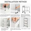 White 4-Tier Multifunction Kitchen Trolley Rack Wide Slim Space Saver Bathroom Kitchen Storage Shelf with Wheels PP And Steel