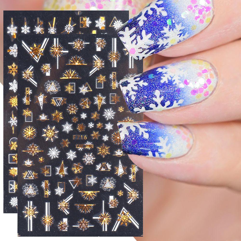 Decorations Xmas Transfer Decals 3D Christmas Nail Stickers Snowflakes