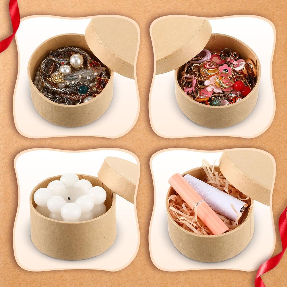 4pcs Round Paper Mache Box Mini Gift Box with Lid Gift Wrap Box Nesting DIY Cardboard Craft Empty Boxes Party Favor Box