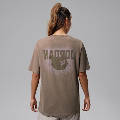 Jordan T Shirts Women's Light Mocha Gray Brown Crew Neck Moderate