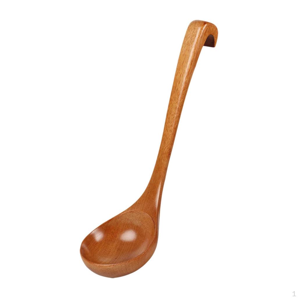 Wooden Ladle Spoon Large Chinese Comfortable Grip, Length 11.22inch ,Porridge Serving for