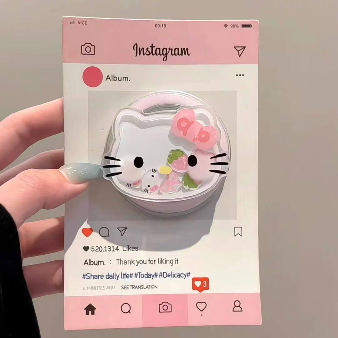 Cartoon Pink Kitty Magsafe Magnetic Phone Holder: Foldable & Strong Suction