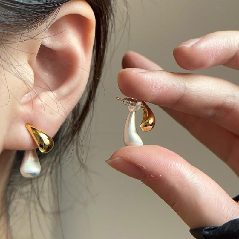Frech 14K Gold Plated Stud Earrings for Women Vintage Teardrop Earring Jewelry Gifts