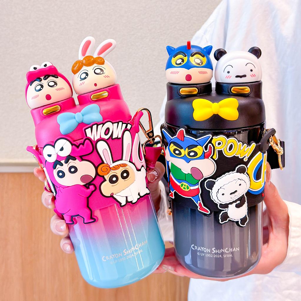 Crayon Small New Thermos Cup Latest Straw Stylish Water Cup Mug Girls Grade School Children Cup Big Cap Durable Durable