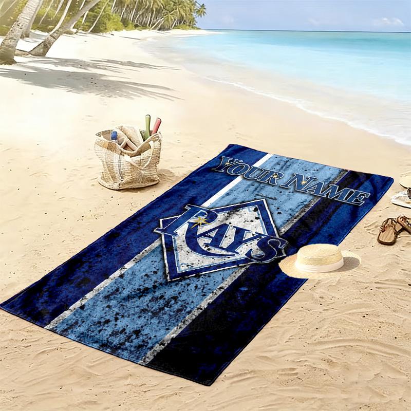Name Custom Tampa Bay Rays Print Beach Towel, Large Soft Quick Dry Towel for Beach Camping Swimming