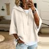 Women's Color Knitted Hooded Sweatshirt with Drawstring New Arrival