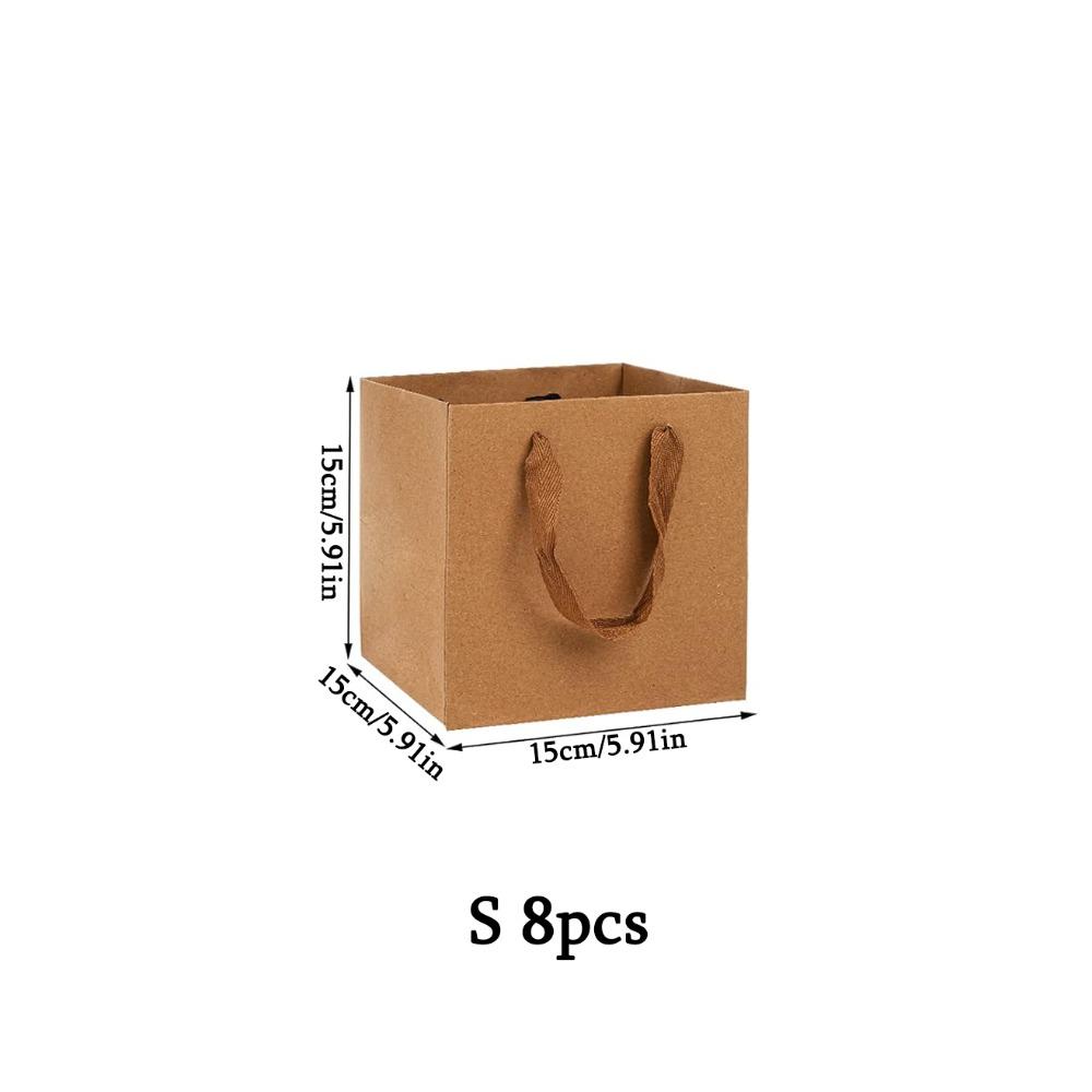 8pcs Square Gift Bags with Handles 3 Sizes Gift Wrap and Shopping Bags Large Retail Business Packaging Bags Bouquet Flower Tote Bag Gift Shopping Bags