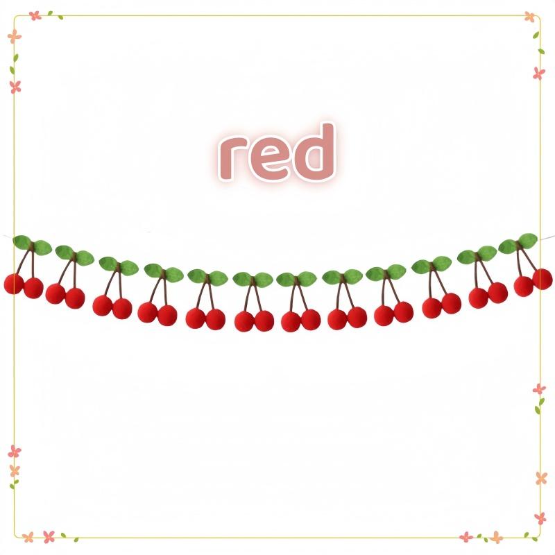 New 1-6PCS Cherry Felt Ball Handmade Garland String Wall Hanging Ornaments Hair Ball Pendant Kids Room Shower Party Favor Decor