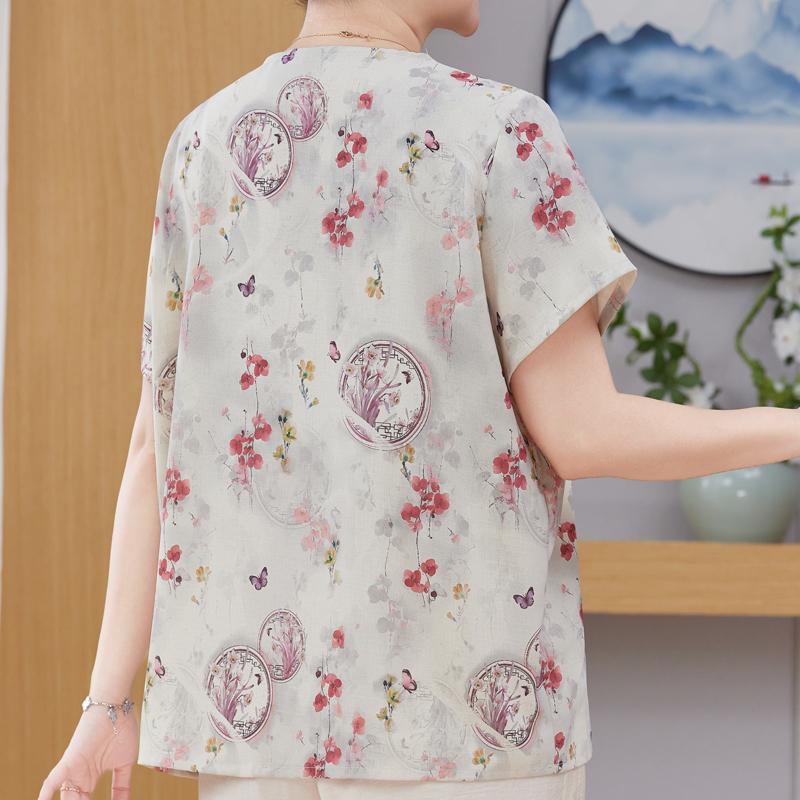 Plus Size 3XL-8XL Oversize Summer Casual Blouses for Women Tops Loose Short Sleeve Shirt Vintage Clothes