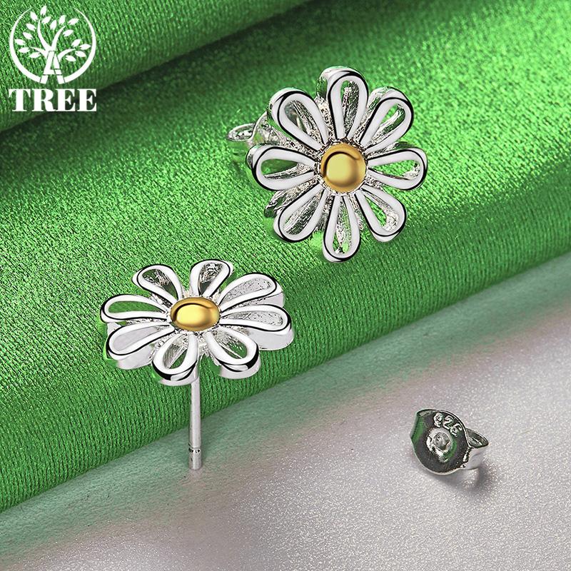 Girlish 925 Sterling Silver Daisy Stud Earring Elegant Versatile Jewelry For Women Birthday Anniversaries Party Gift Accessories