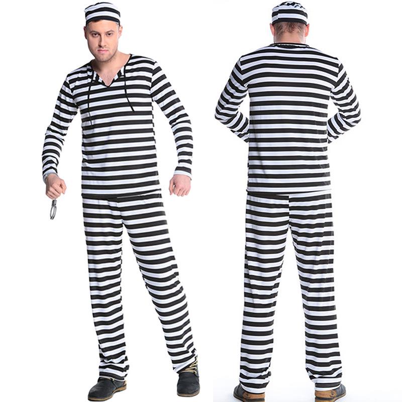 Striped Prisoner Uniform Halloween Costume for Adults: Sexy Cosplay Outfit for Men & Women