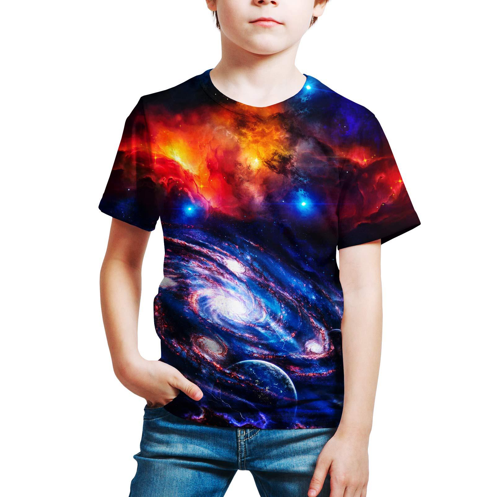 

Летний топ с круглым вырезом и принтом 3D звездного неба, модные повседневные футболки с короткими рукавами для детей и мальчиков 170