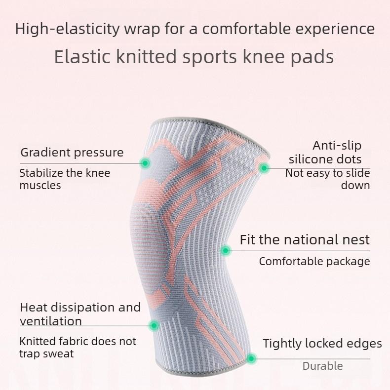 Sports Knee Pad Nylon Elastic Anti-Slip Silicone Knee Support for Basketball Running Cycling Breathable Knitted Thin Knee Brace Men Women M L XL
